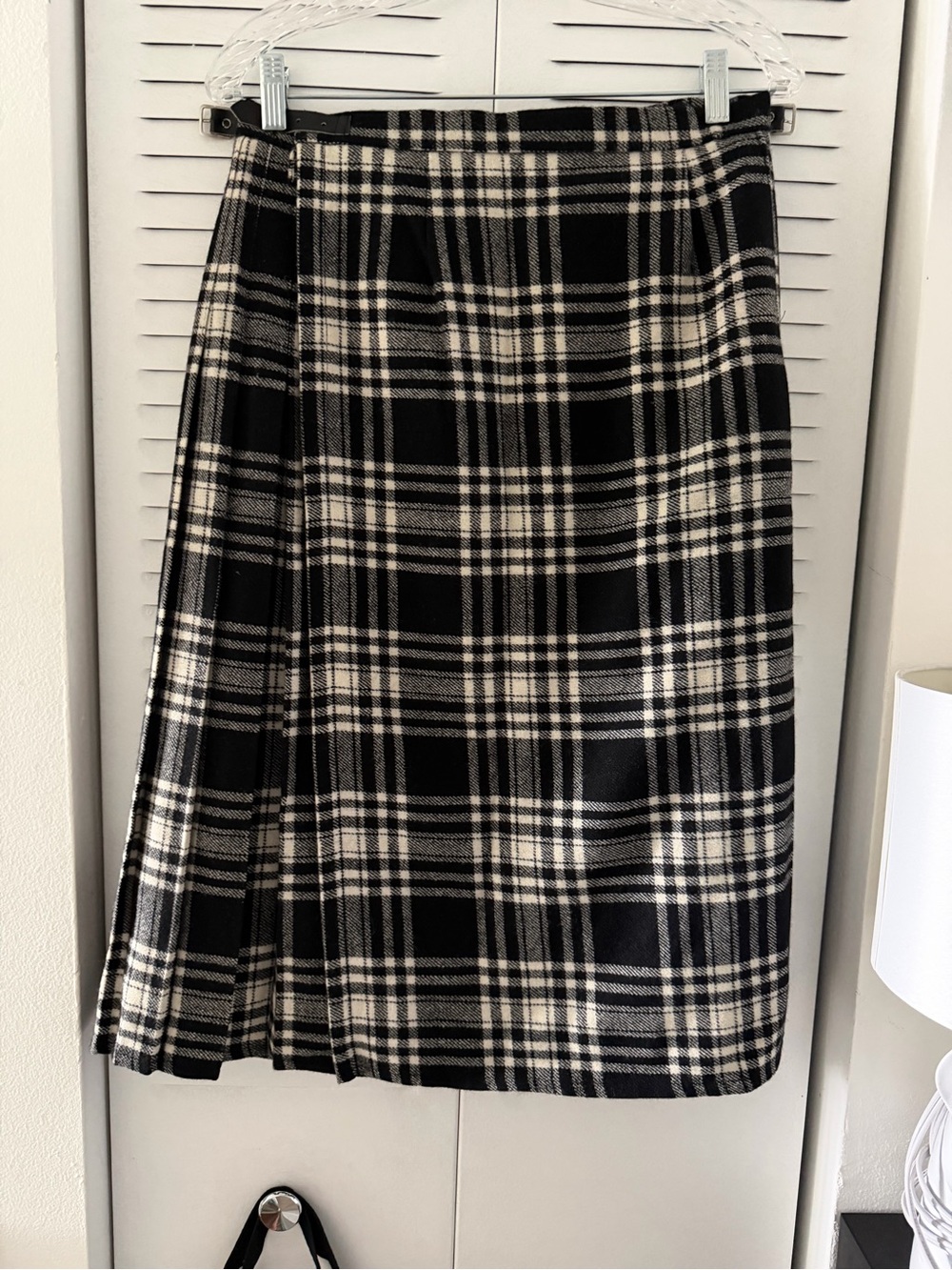 Black and white Scottish Plaid Midi Skirt